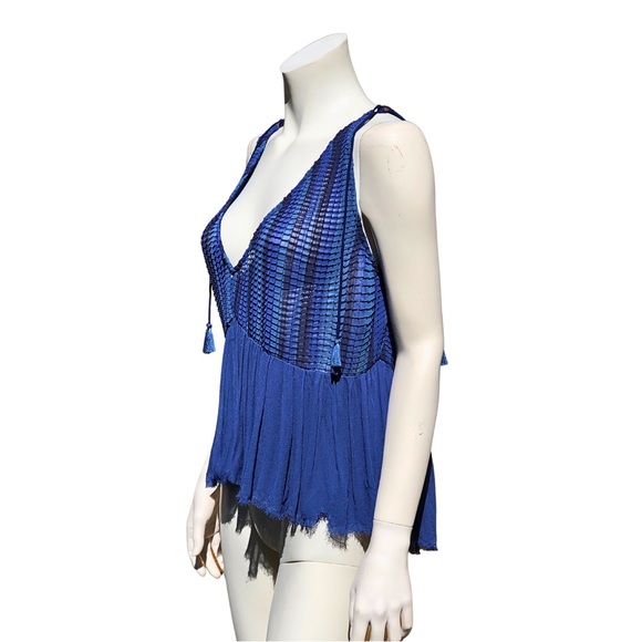 AKEMI + KIN NWOT Anthropologie BLUE Sleeveless Blousy Boho Halter Chemise Top M - Picture 7 of 12